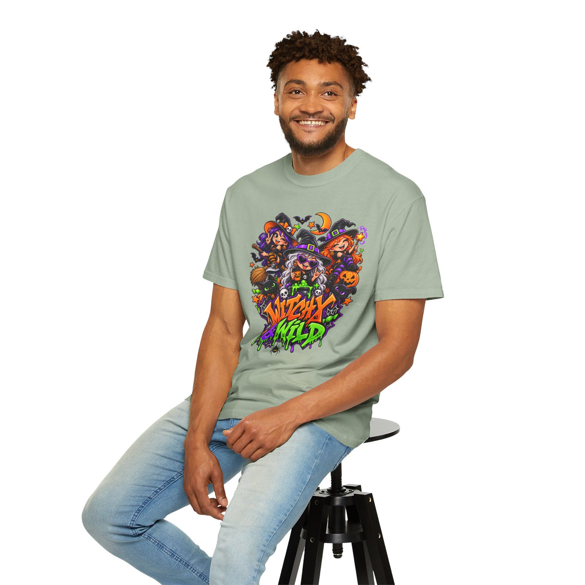Witchy & Wild – Halloween Witch Crew Graphic T-Shirt