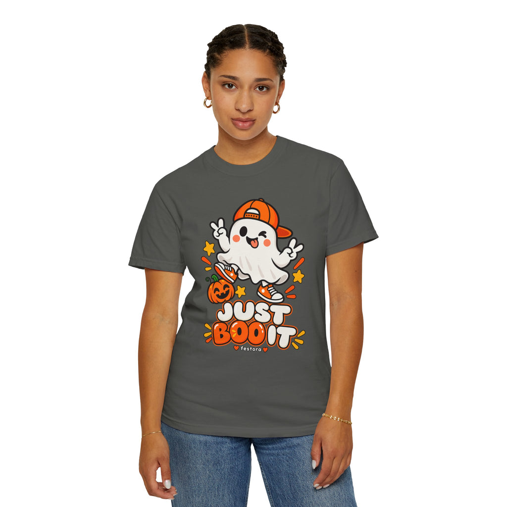 Just Boo It Halloween T-Shirt | Cute Skater Ghost Graphic Tee