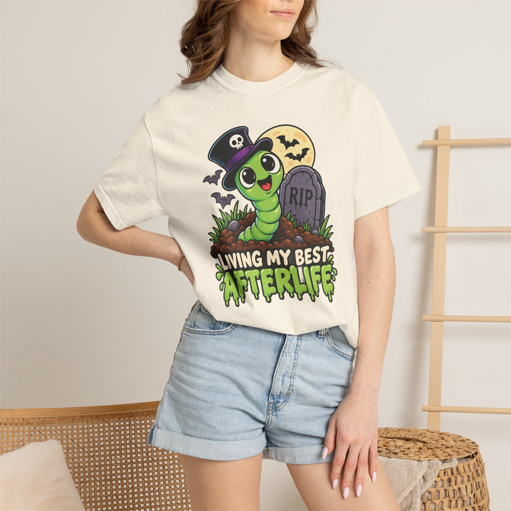 Living My Best Afterlife – Cute Halloween Graveyard Worm T-Shirt