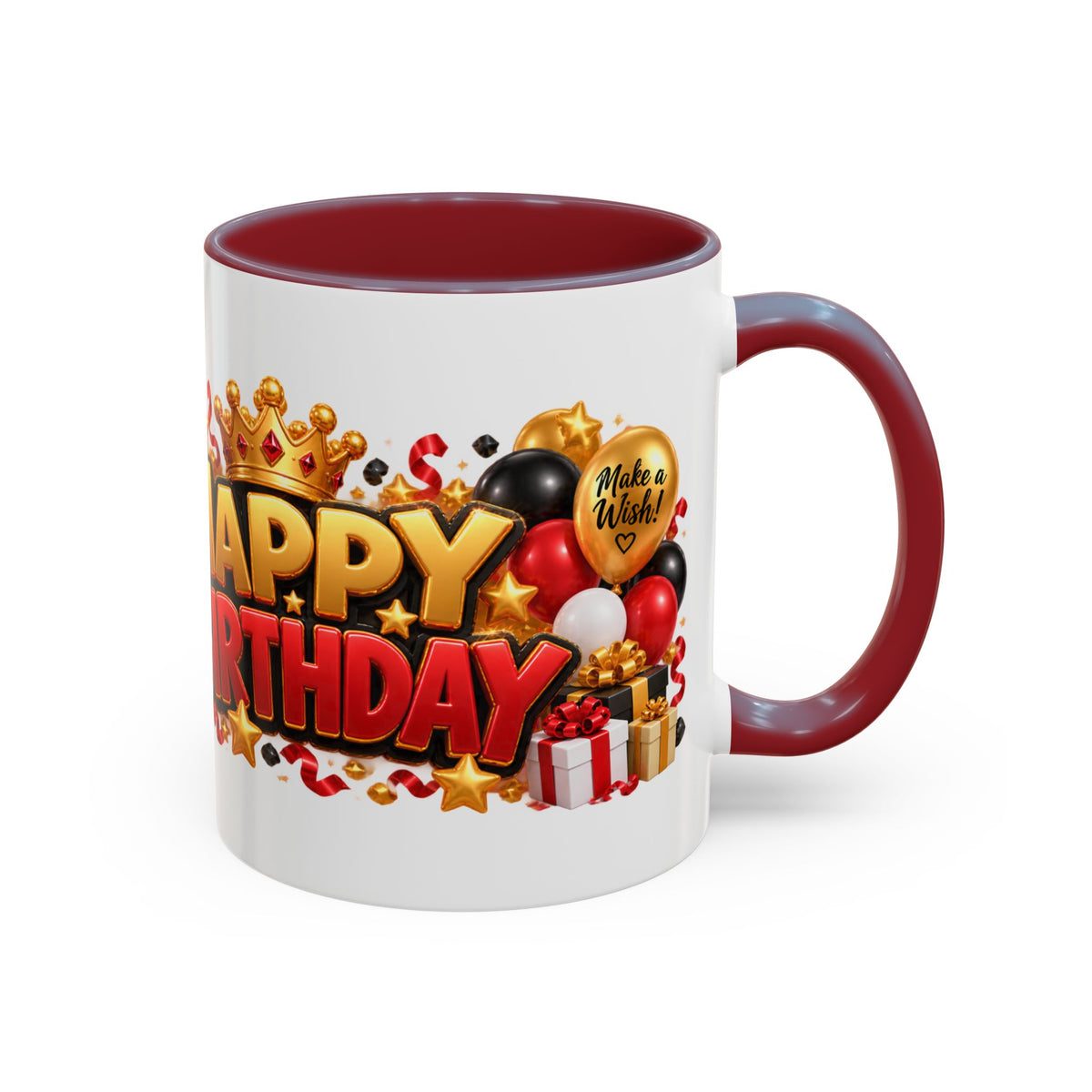Happy Birthday Rhino Mug – Colorful 3D Birthday Gift – White Coffee Mug
