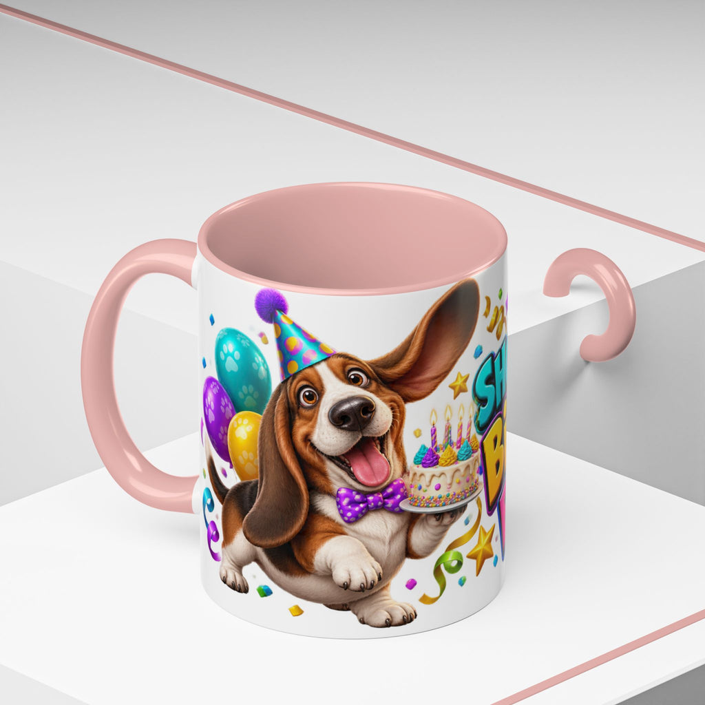 Short Legs Big Birthday Energy Basset Hound White Mug