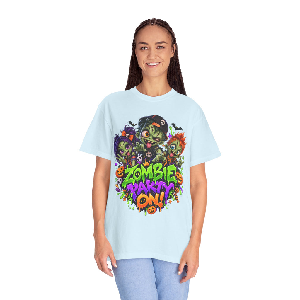 Zombie Party On! – Halloween Zombie Crew Graphic T-Shirt