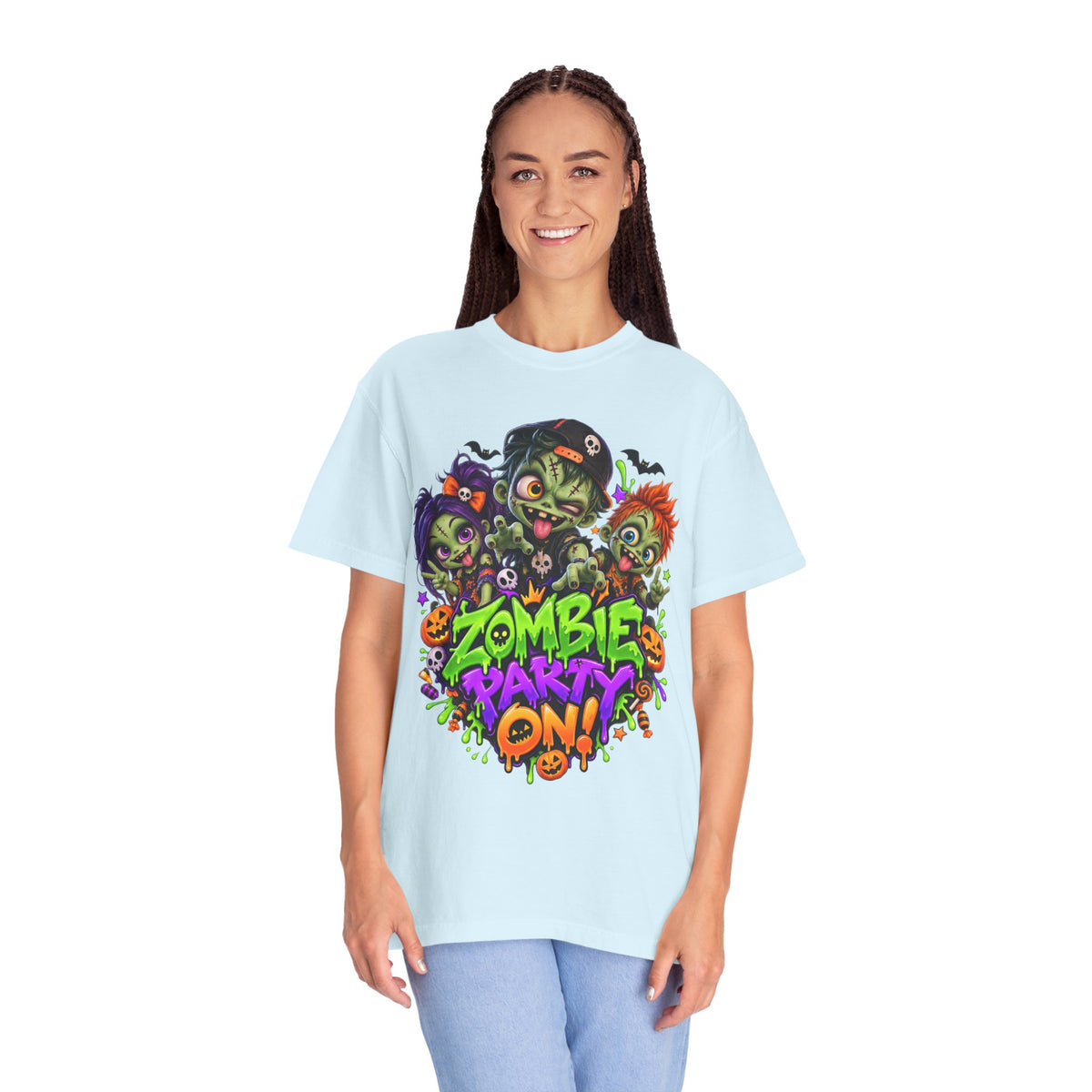 Zombie Party On! – Halloween Zombie Crew Graphic T-Shirt