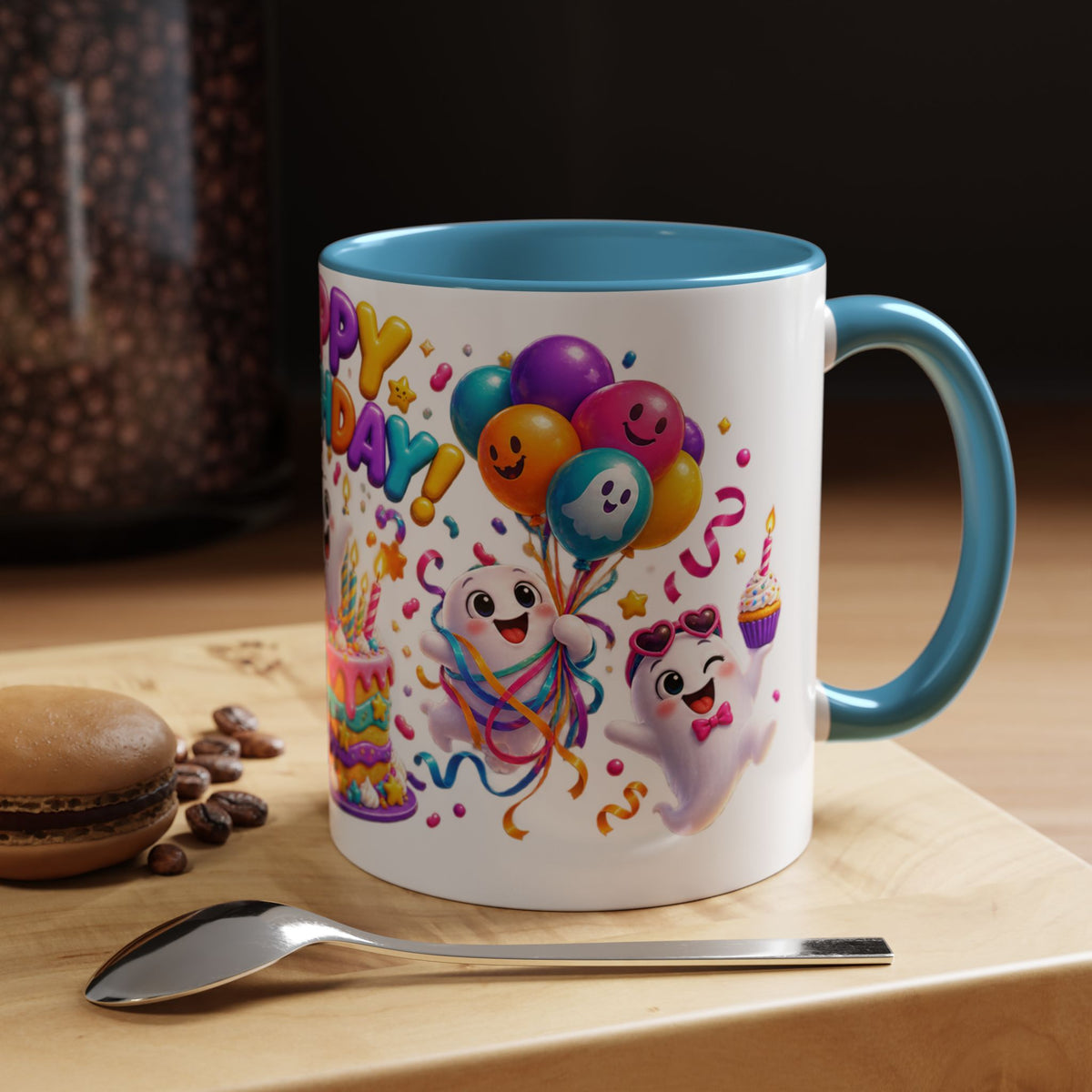 Happy Birthday Accent Coffee Mug - Colorful Celebration Mug (11oz, 15oz)