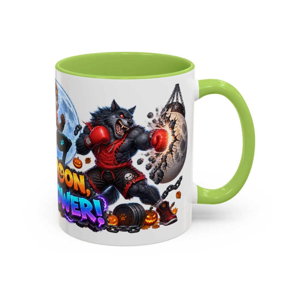 Full Moon Full Power Werewolf Gym Halloween White Mug