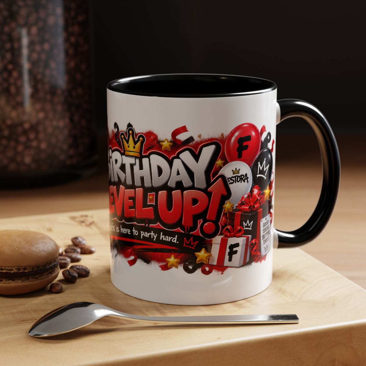 Festora Grafx Birthday Mug – Birthday Level Up Robot Coffee Cup