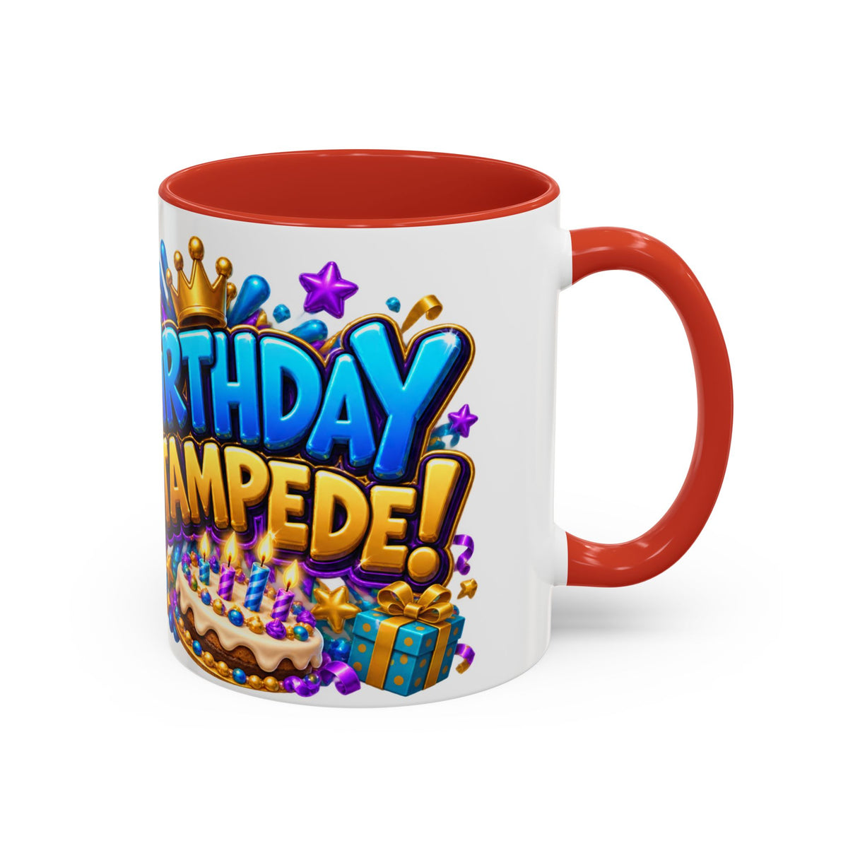 Birthday Stampede White Mug – Cute Buffalo Birthday Cup, Colorful Fun Party Gift