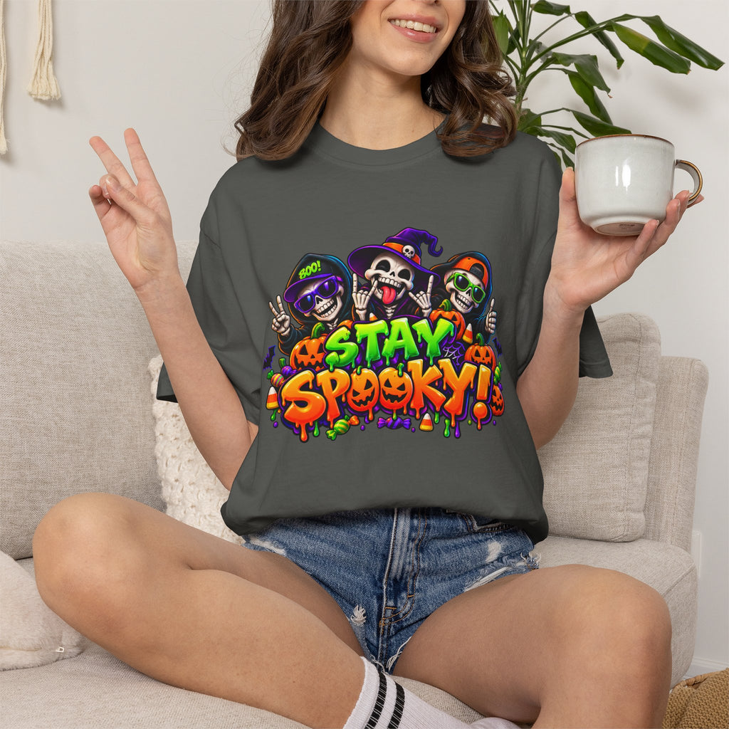 Stay Spooky Halloween T-Shirt – Funny Skeleton Crew Colorful Graphic Tee