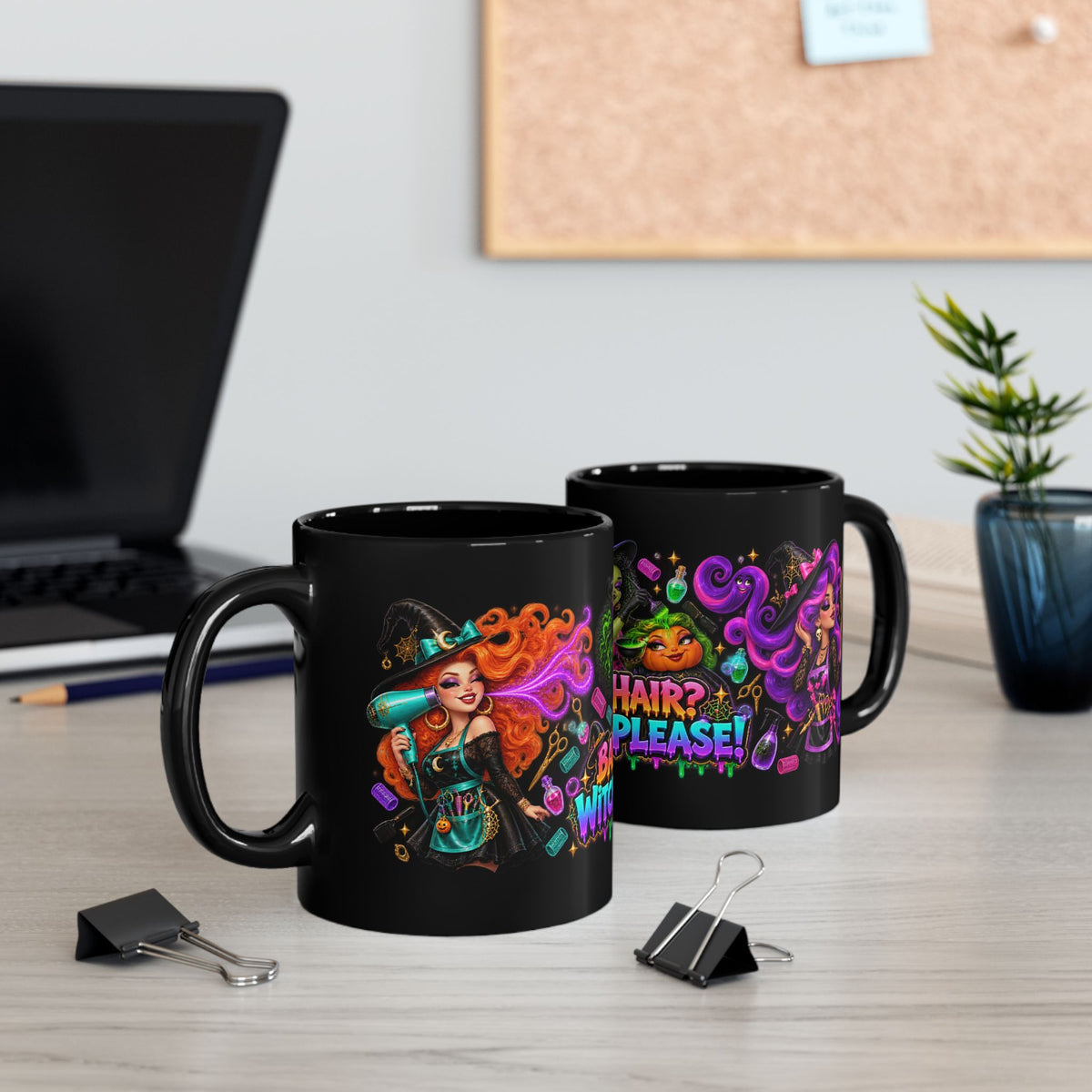 Bad Hair Witch Please Halloween Hairstylist Black Mug