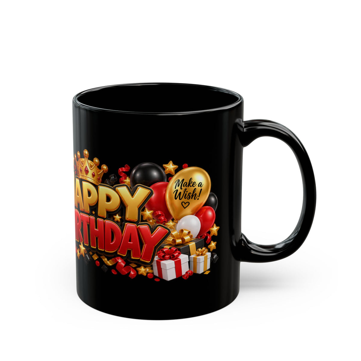 Happy Birthday Eagle Mug – Bold 3D Birthday Design – Black Coffee Mug