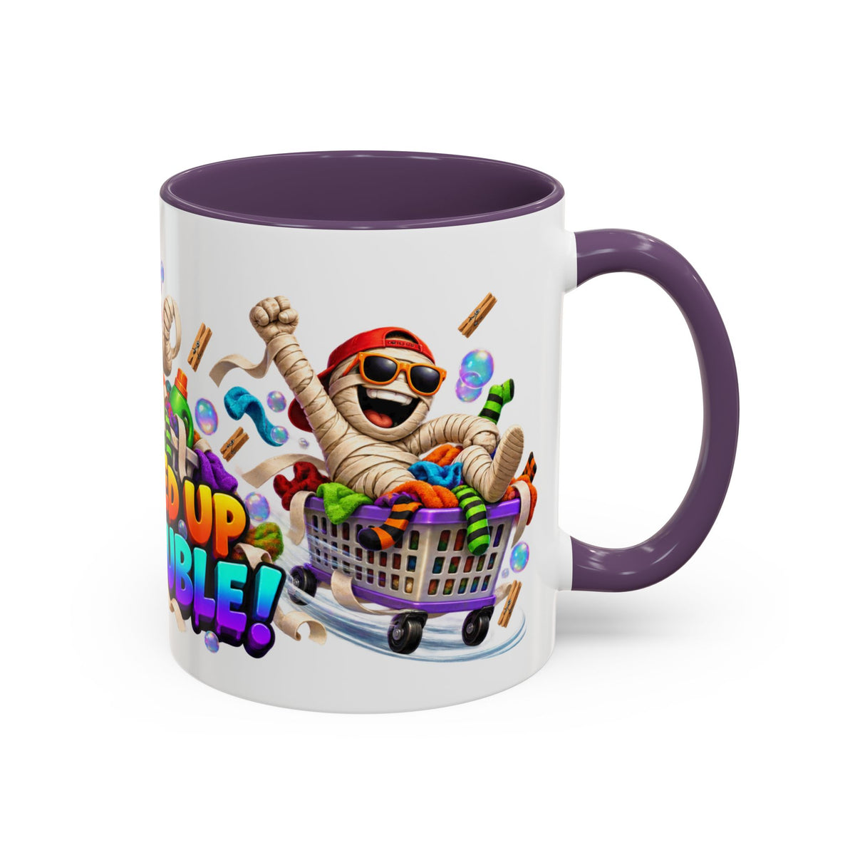 Wrapped Up in Trouble Mummy Halloween White Mug