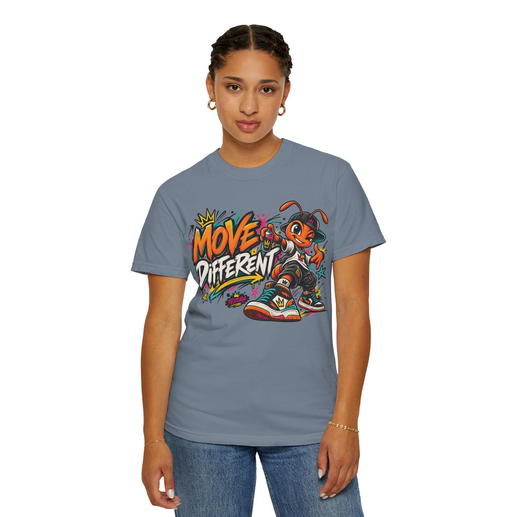 Move Different Graphic T-Shirt — Streetwear Skate Ant Mascot Design