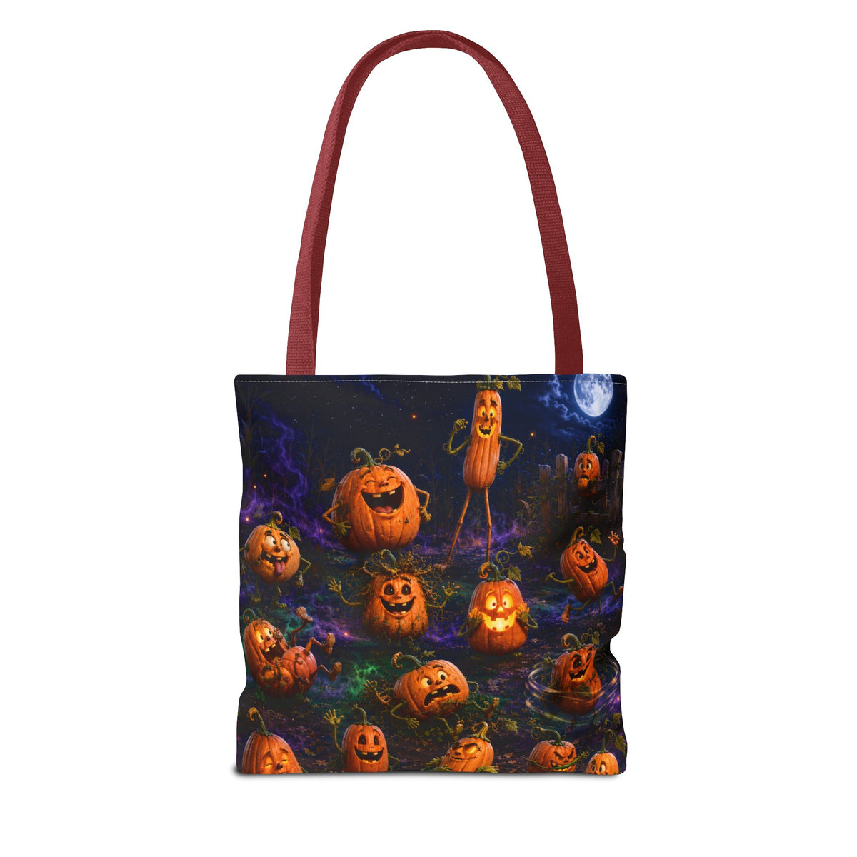 Halloween Pumpkin Patch Tote Bag — Spooky Jack-o'-Lantern All-Over Print