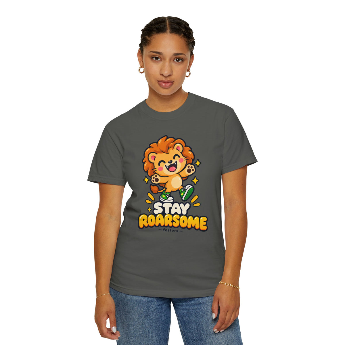 Stay Roarsome – Cute Happy Lion Graphic T-Shirt