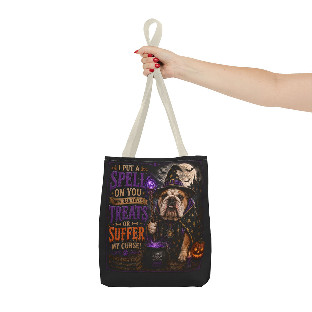 Halloween Bulldog Tote Bag - "I Put a Spell On You" Trick-or-Treat Candy Bag