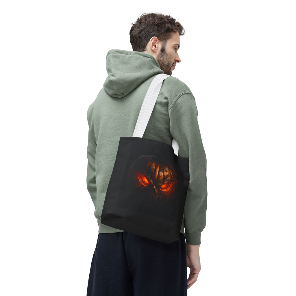 Spider Web Tote Bag — Creepy Red-Eyed Spider Halloween Grocery Tote