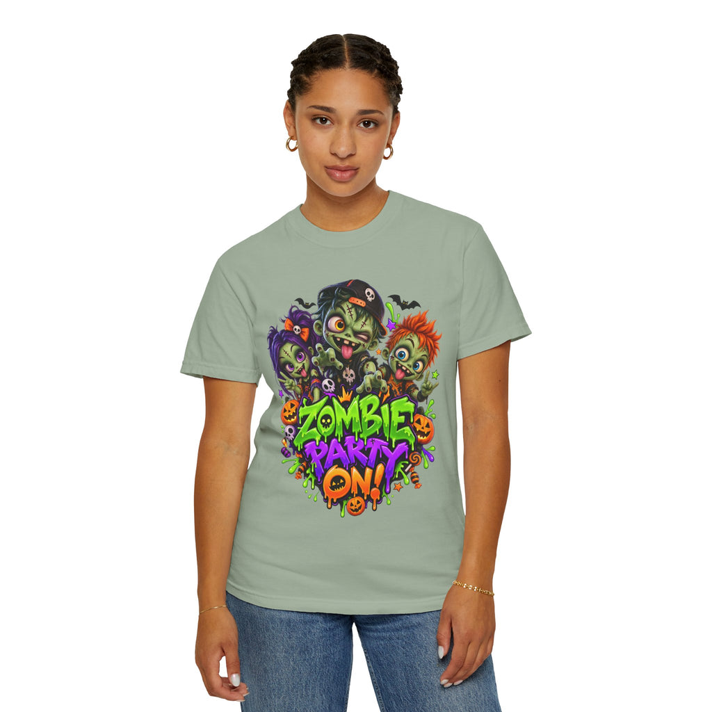 Zombie Party On! – Halloween Zombie Crew Graphic T-Shirt
