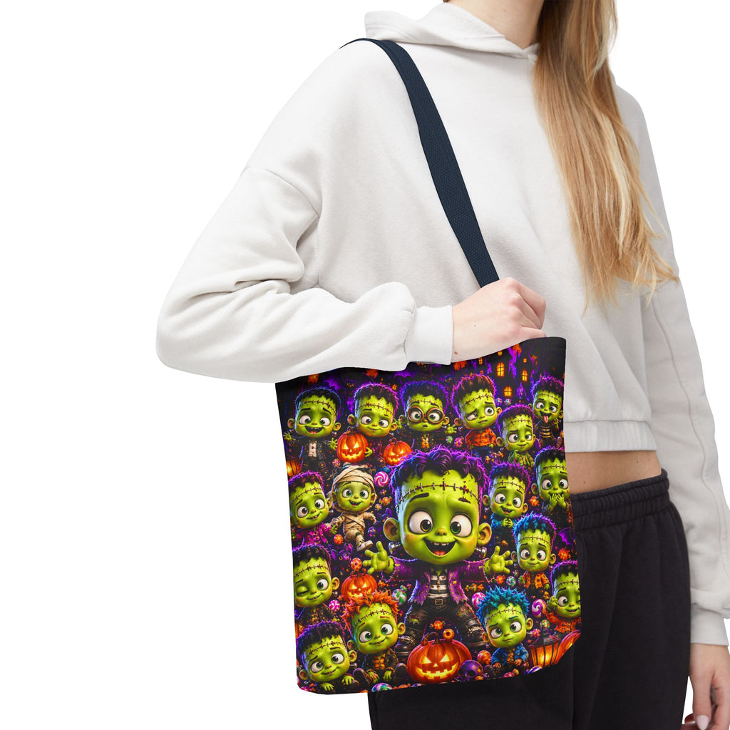 FestoraShop Funny Frankis Halloween Tote Bag - Cute 3D Monsters & Pumpkins