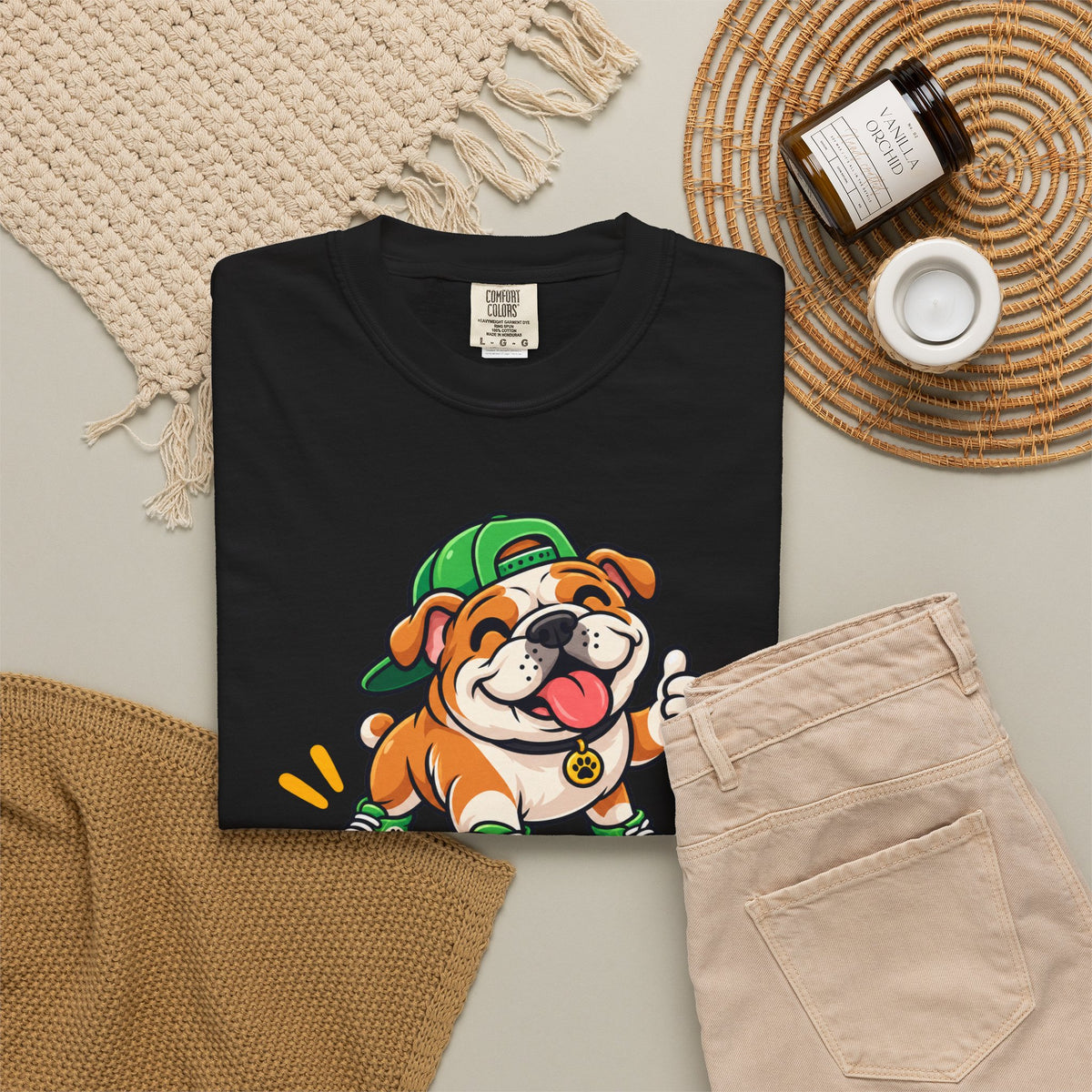 Bark If Happy – Cute Bulldog Graphic T-Shirt