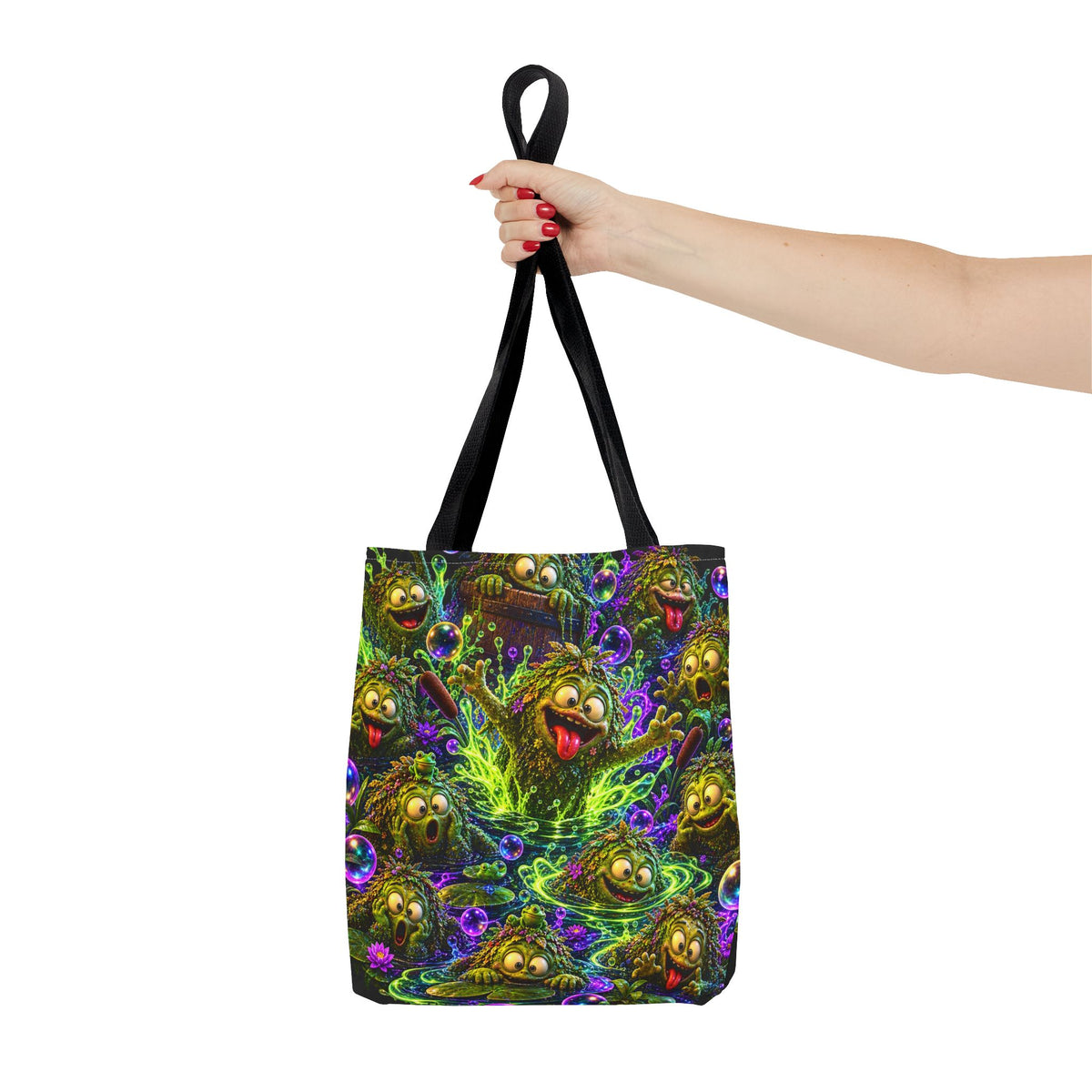 Cosmic Jellyfish Tote Bag – Neon Deep-Sea Galaxy Beach Tote