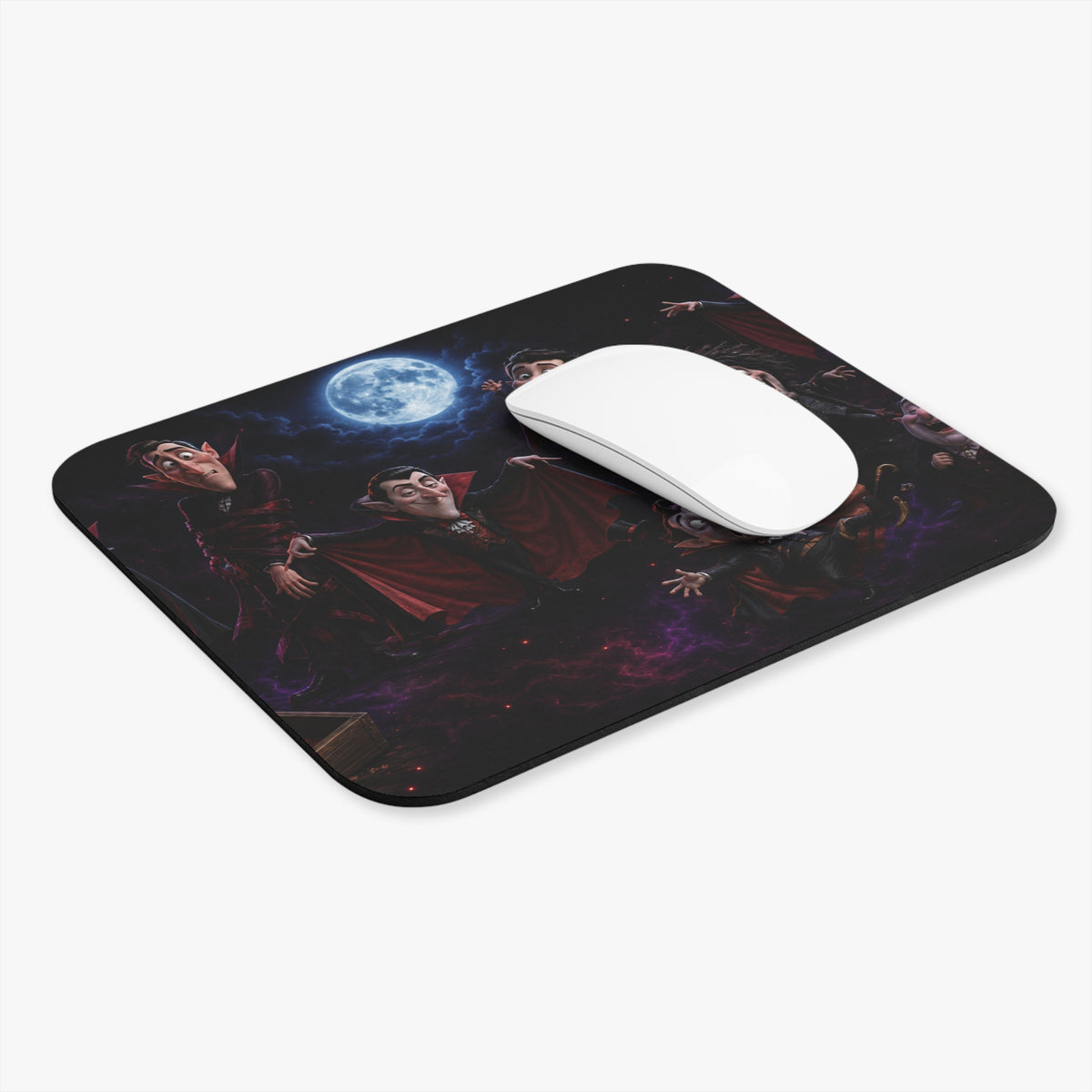 Funny Moonlit Vampires Mouse Pad — Halloween Pattern (9" x 8")