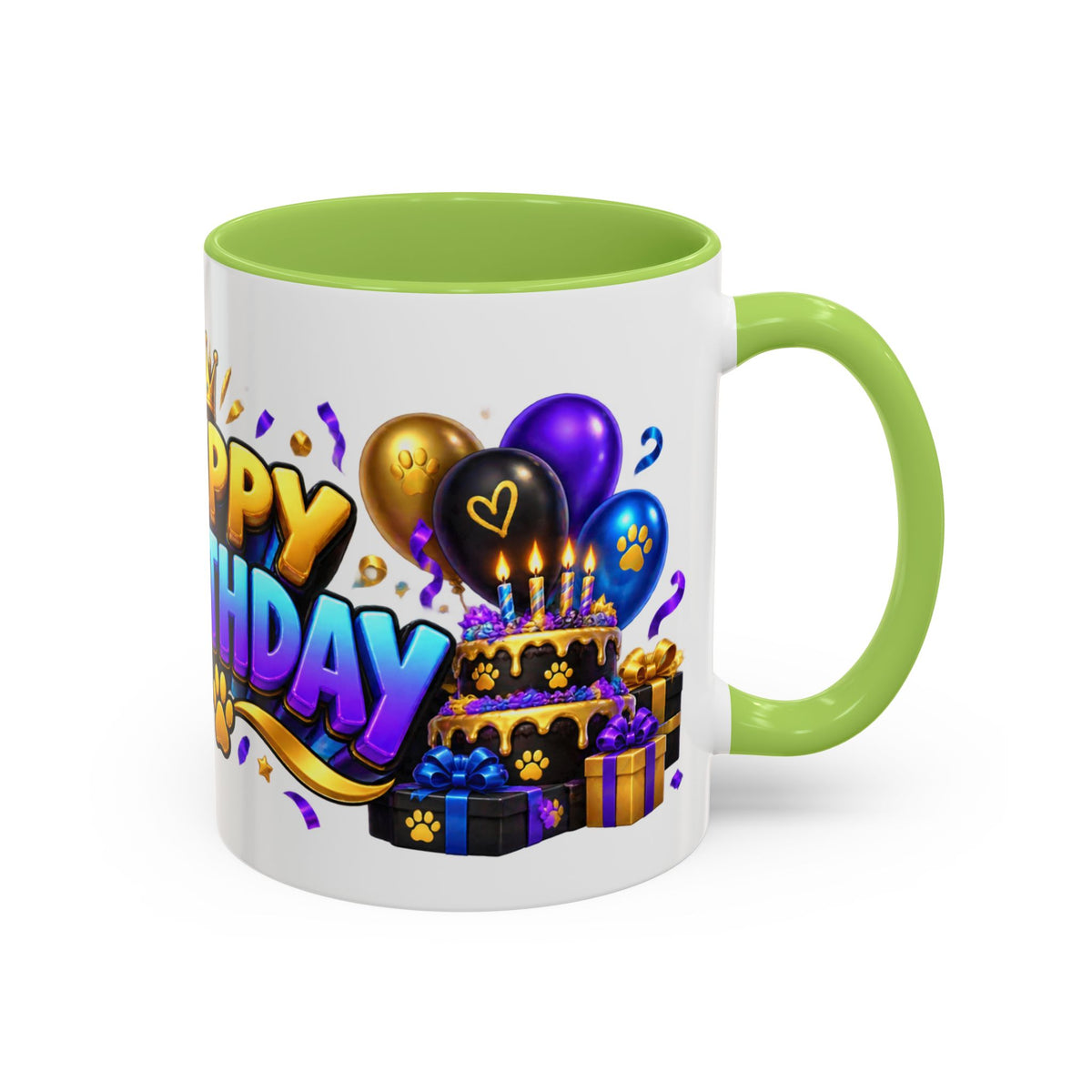 Black Panther Happy Birthday Mug – Purple Blue & Gold Birthday Gift – FestoraShop White Coffee Mug