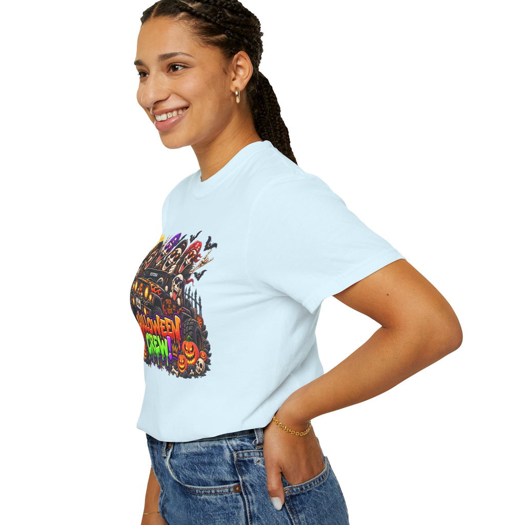 Halloween Crew T-Shirt – Skeleton Jeep Spooky Graphic Tee