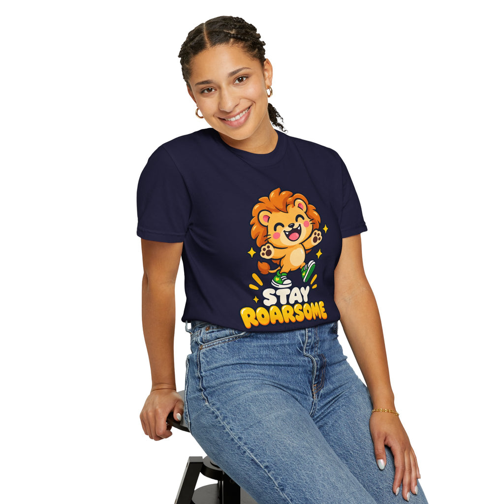 Stay Roarsome – Cute Happy Lion Graphic T-Shirt