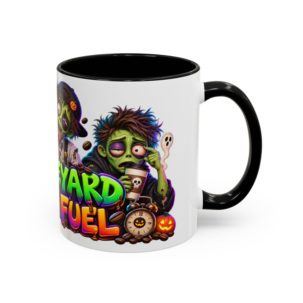 Graveyard Shift Fuel Coffee Zombies Halloween White Mug