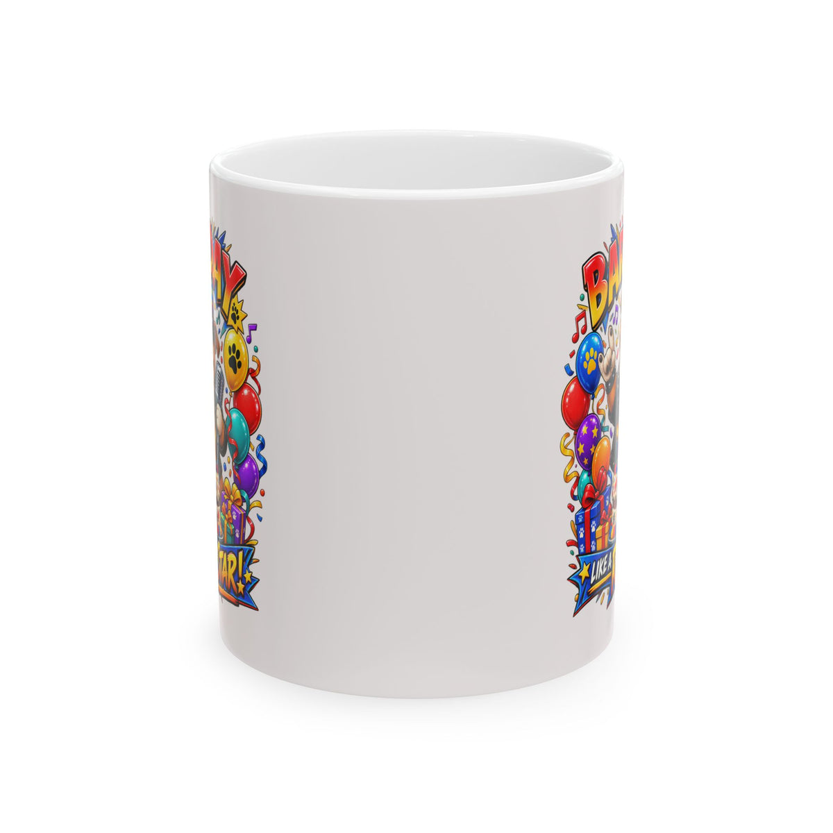 Birthday Celebration Mug — Colorful Balloons & Confetti Ceramic Coffee Cup (11oz, 15oz)