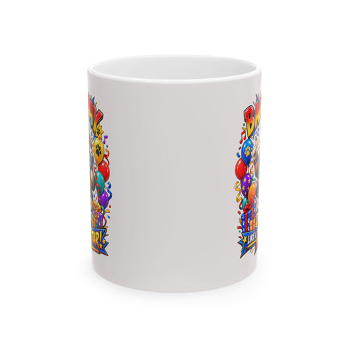 Birthday Celebration Mug — Colorful Balloons & Confetti Ceramic Coffee Cup (11oz, 15oz)