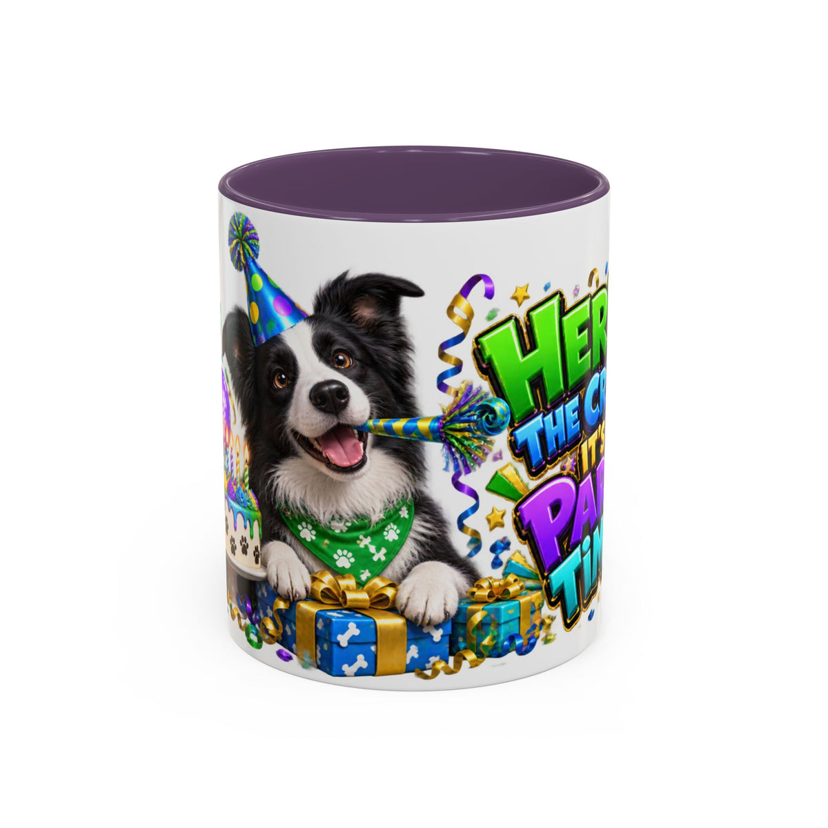 Herd the Crew Border Collie Birthday White Mug
