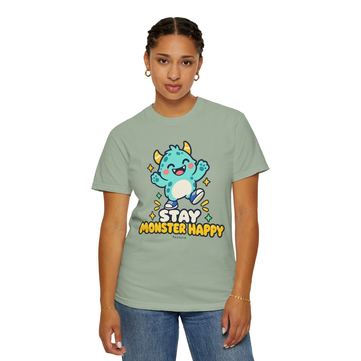 Stay Monster Happy – Cute Monster Graphic T-Shirt