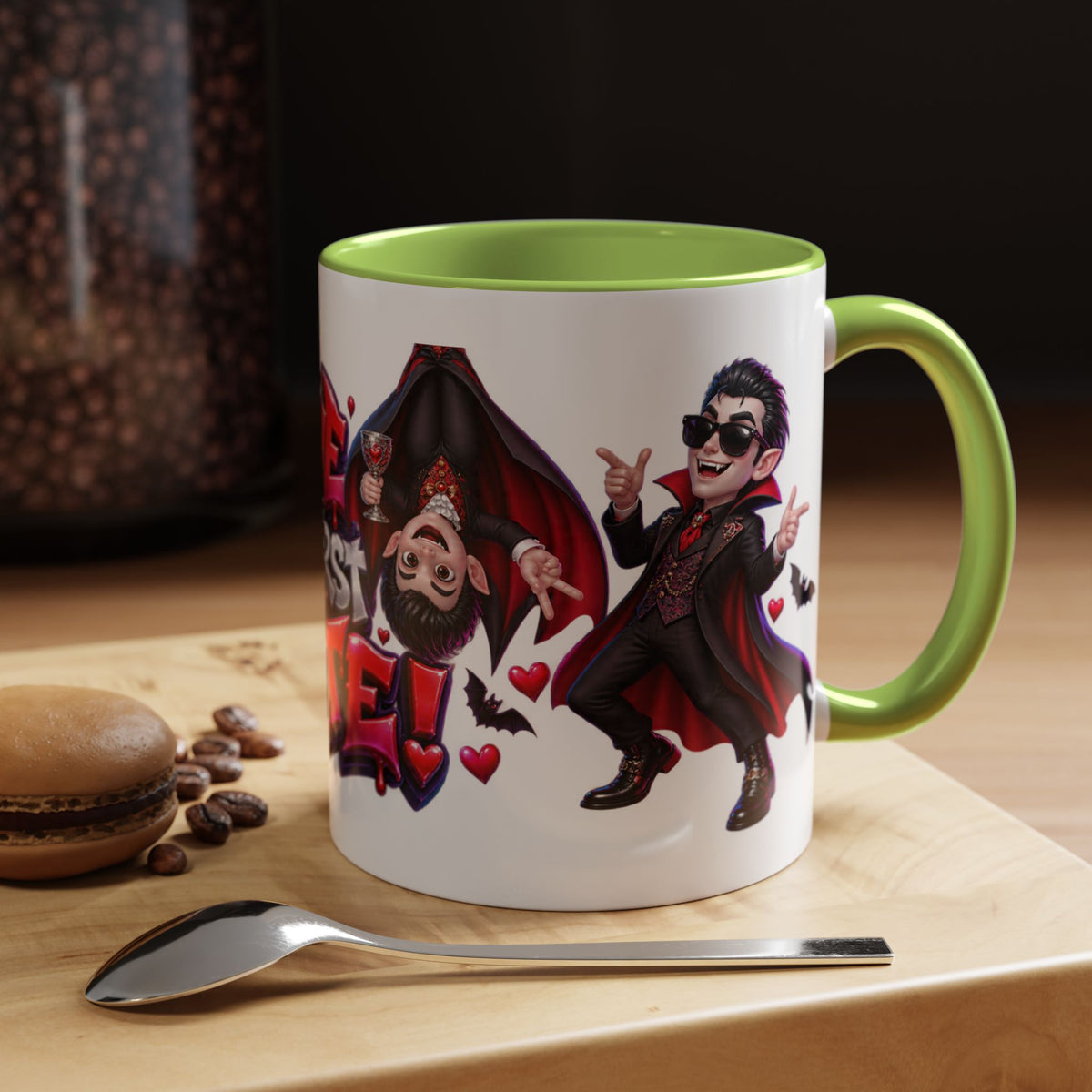 Love at First Bite Funny Vampire Halloween White Mug