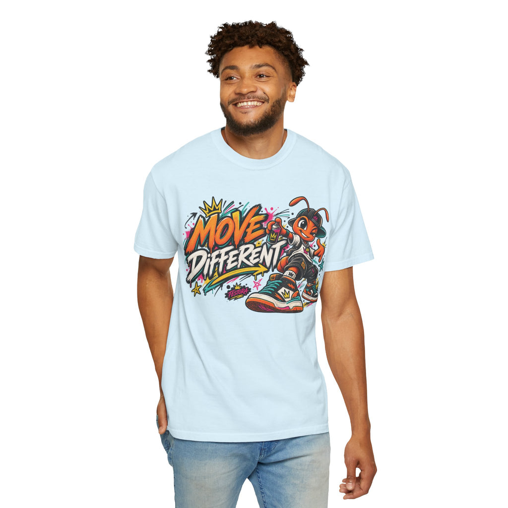 Move Different Graphic T-Shirt — Streetwear Skate Ant Mascot Design