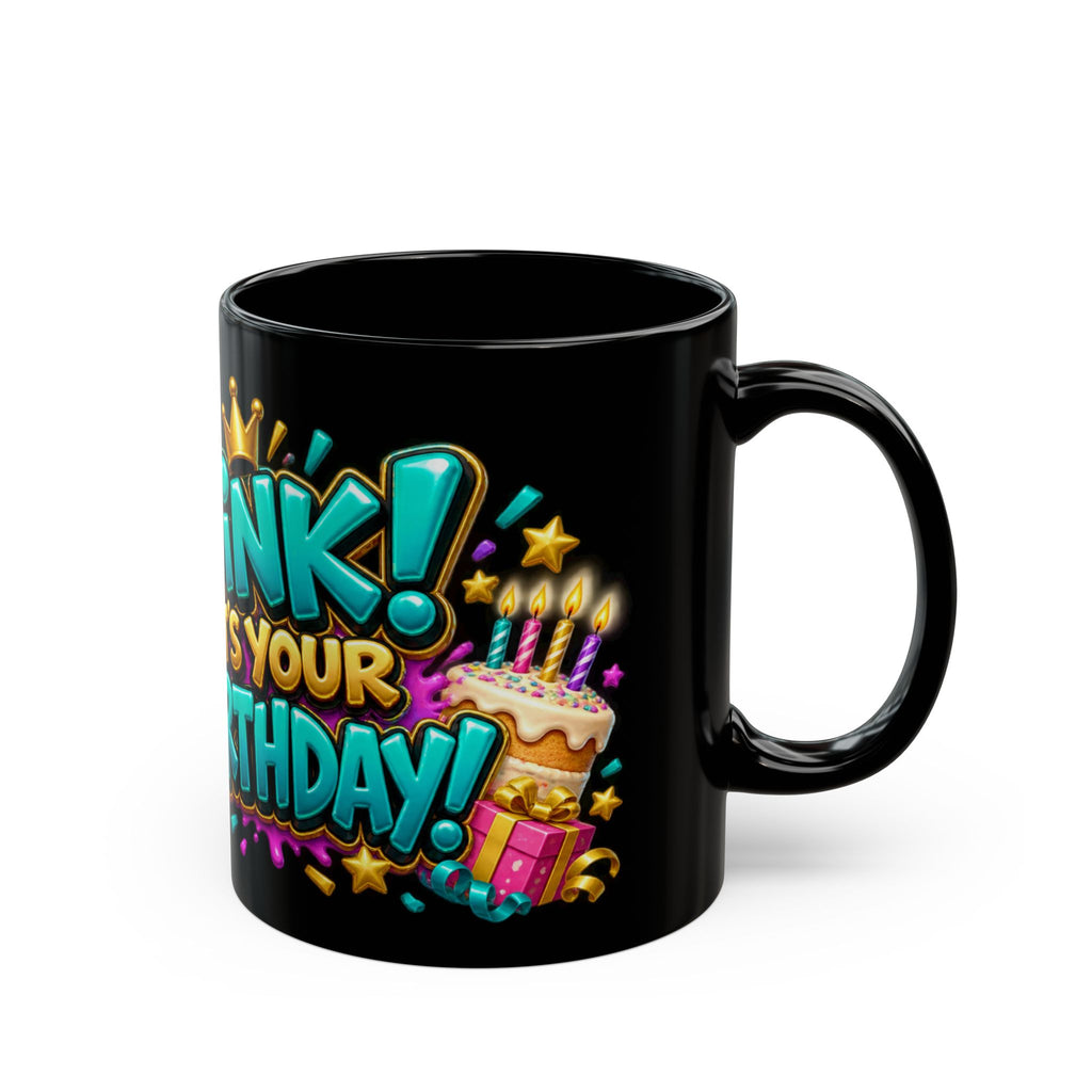 Oink! It’s Your Birthday Black Mug – Funny Pig Birthday Cup, Colorful Party Gift
