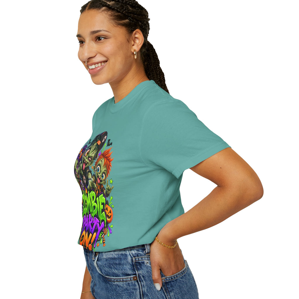 Zombie Party On! – Halloween Zombie Crew Graphic T-Shirt