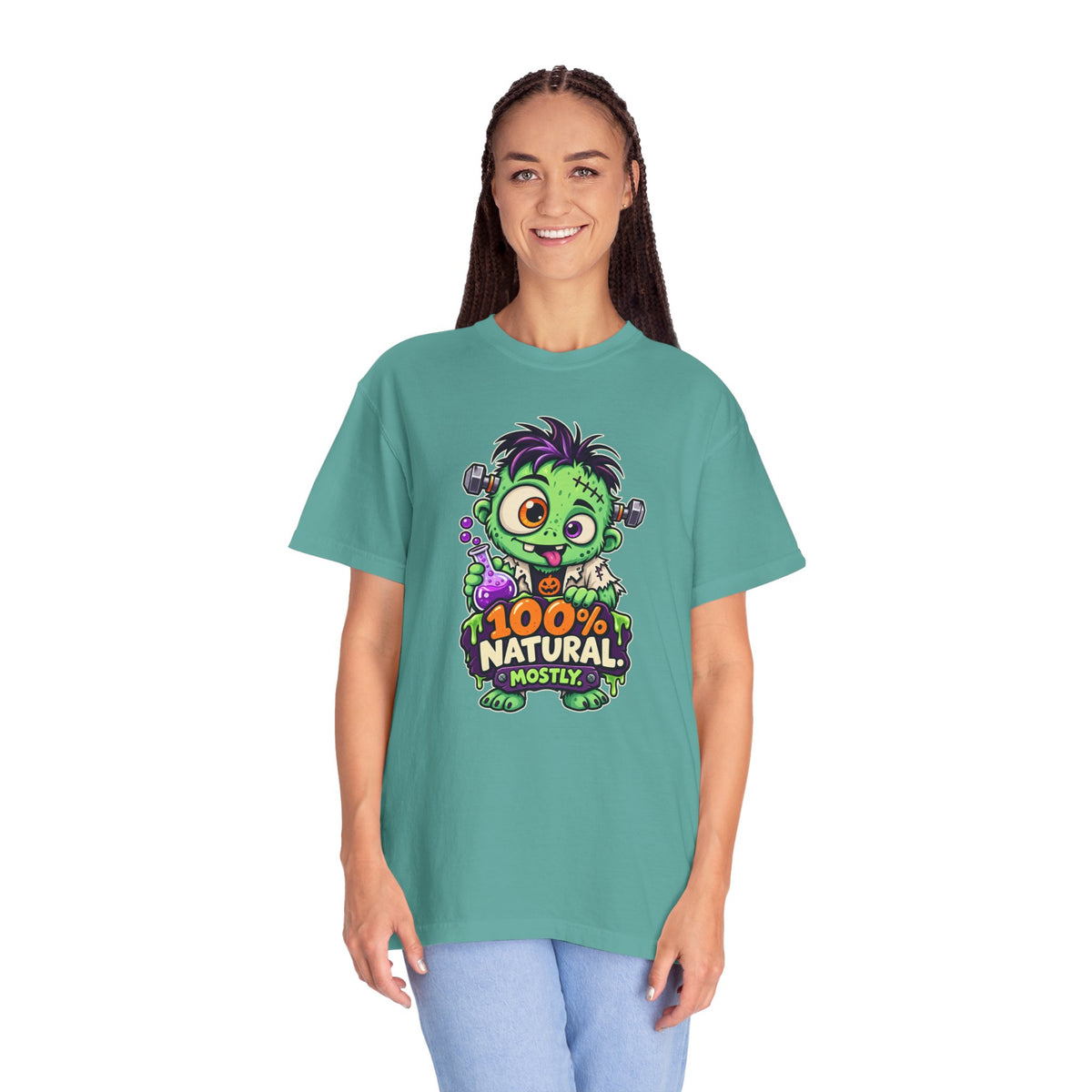 100% Natural. Mostly. – Cute Halloween Lab Monster T-Shirt