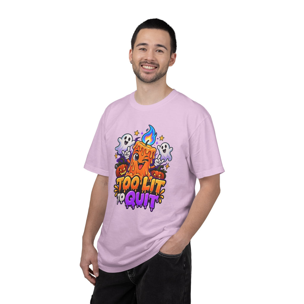 Too Lit to Quit – Funny Halloween Candle T-Shirt