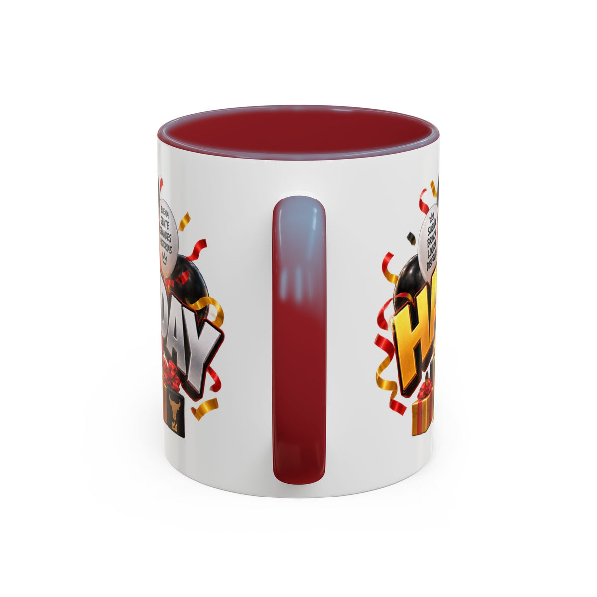 Happy Birthday Bull Mug – Colorful 3D Birthday Gift – White Coffee Mug