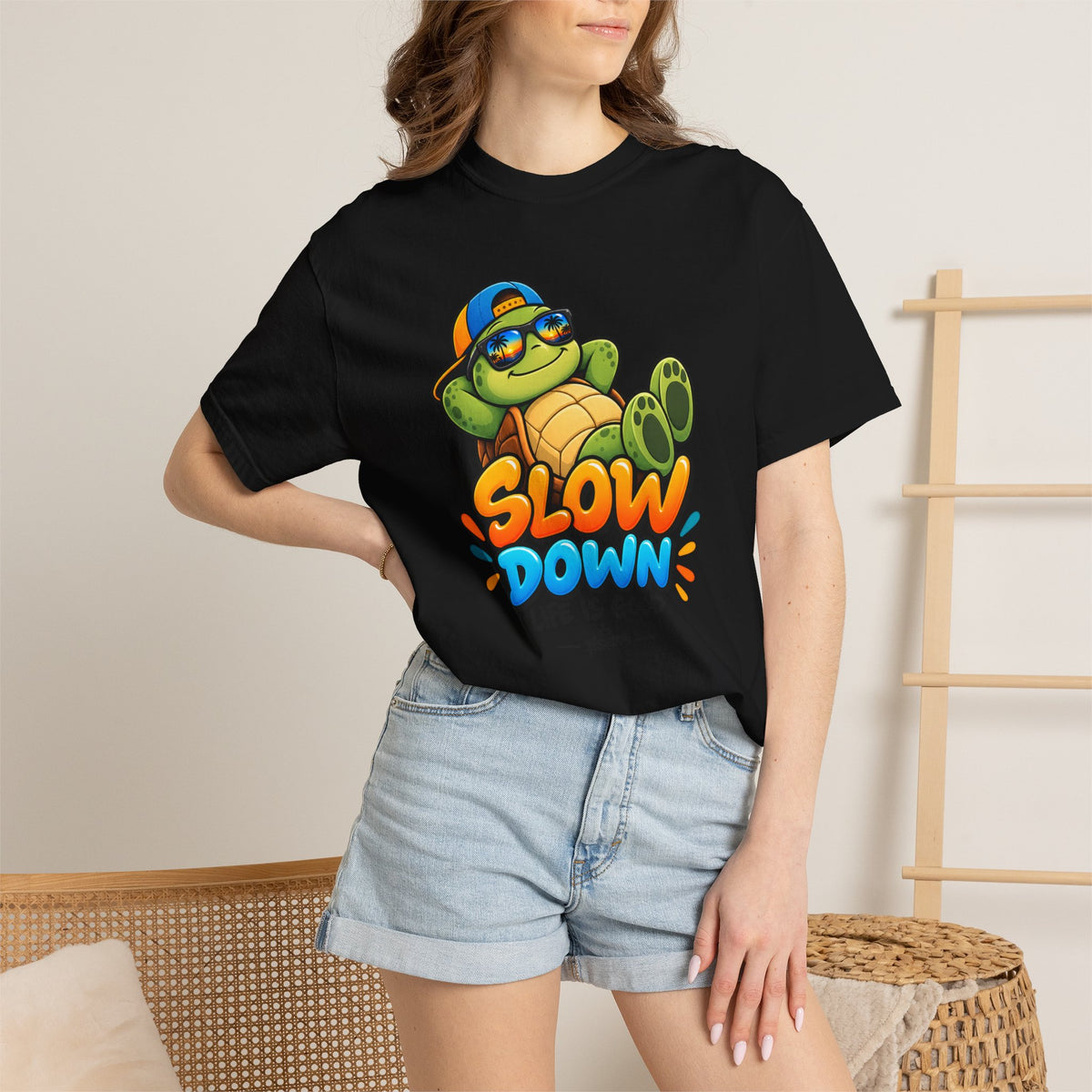 Slow Down, Life Is Good – Turtle Graphic T-Shirt | Festora Everyday