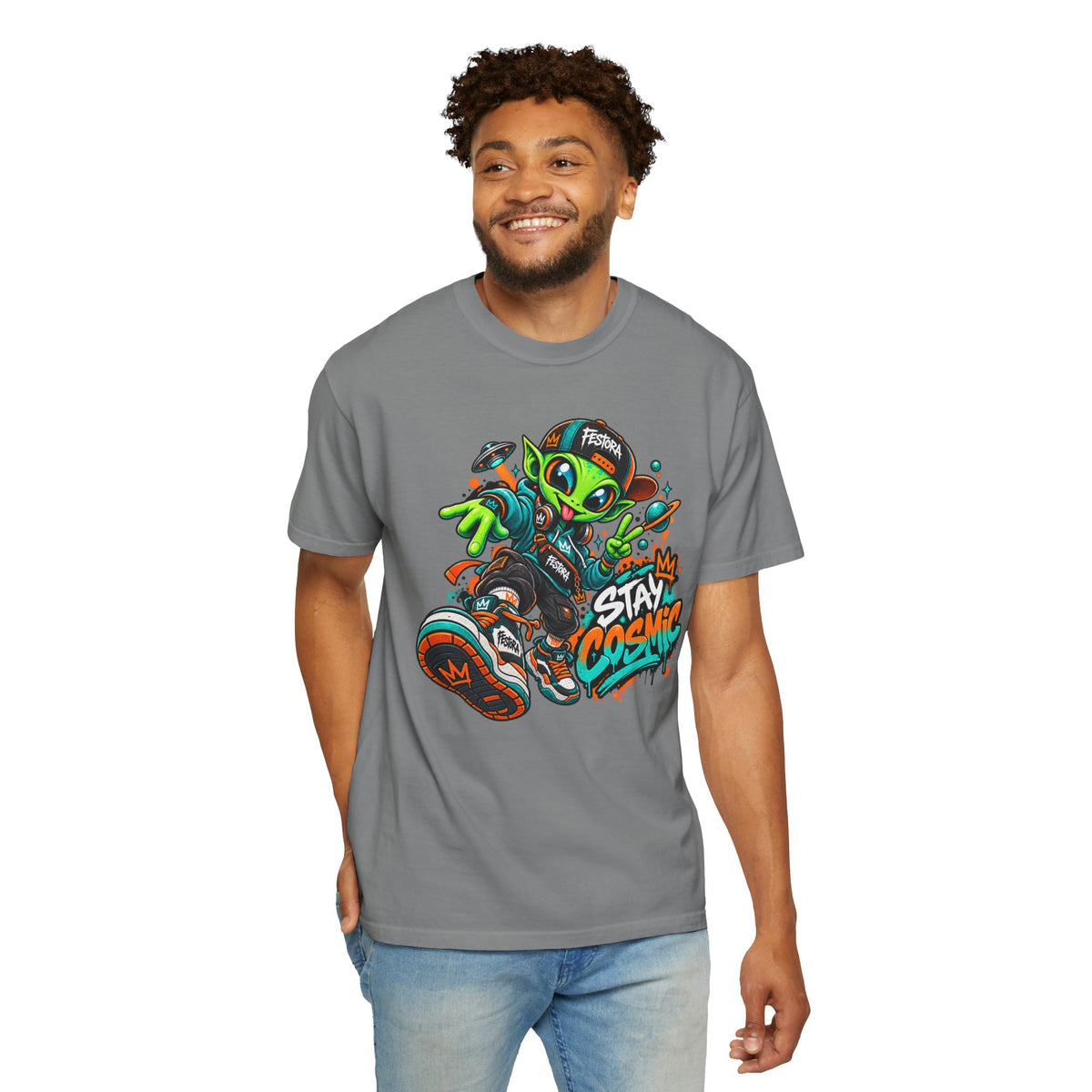 Alien Streetwear T-Shirt — “Stay Cosmic” Graphic Tee