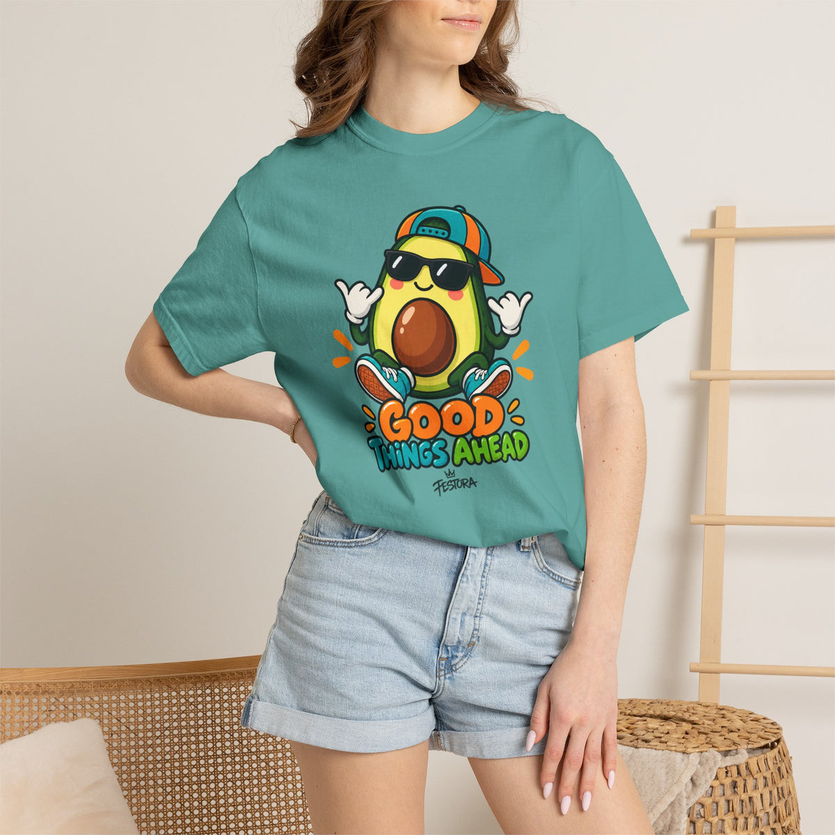 Good Things Ahead Avocado Graphic T-Shirt | Festora Everyday