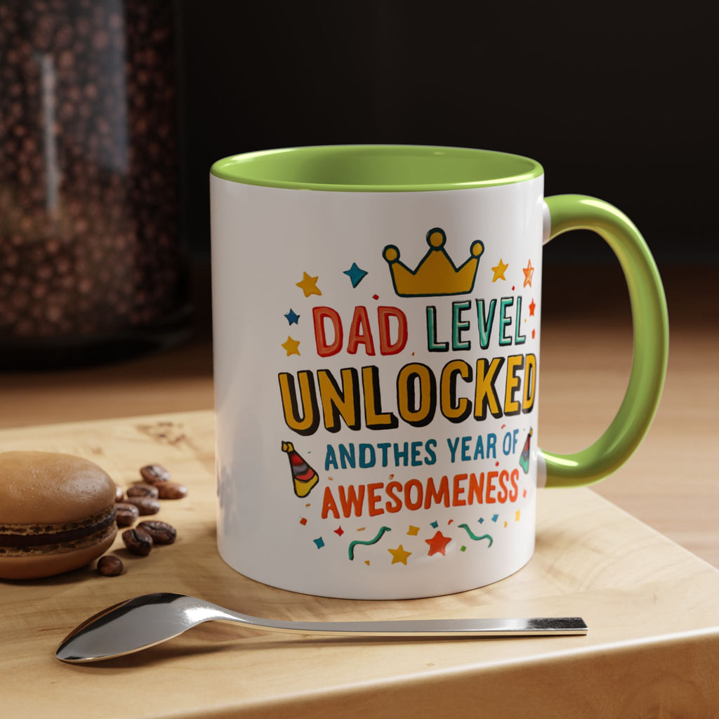Dad Level Unlocked Coffee Mug – Funny Father’s Day 11/15oz Accent Mug