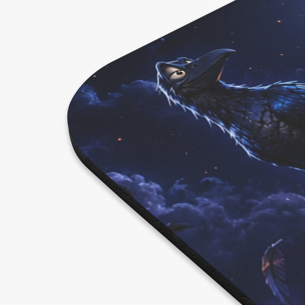 Raven Moon Mouse Pad — Playful Midnight Bird Design