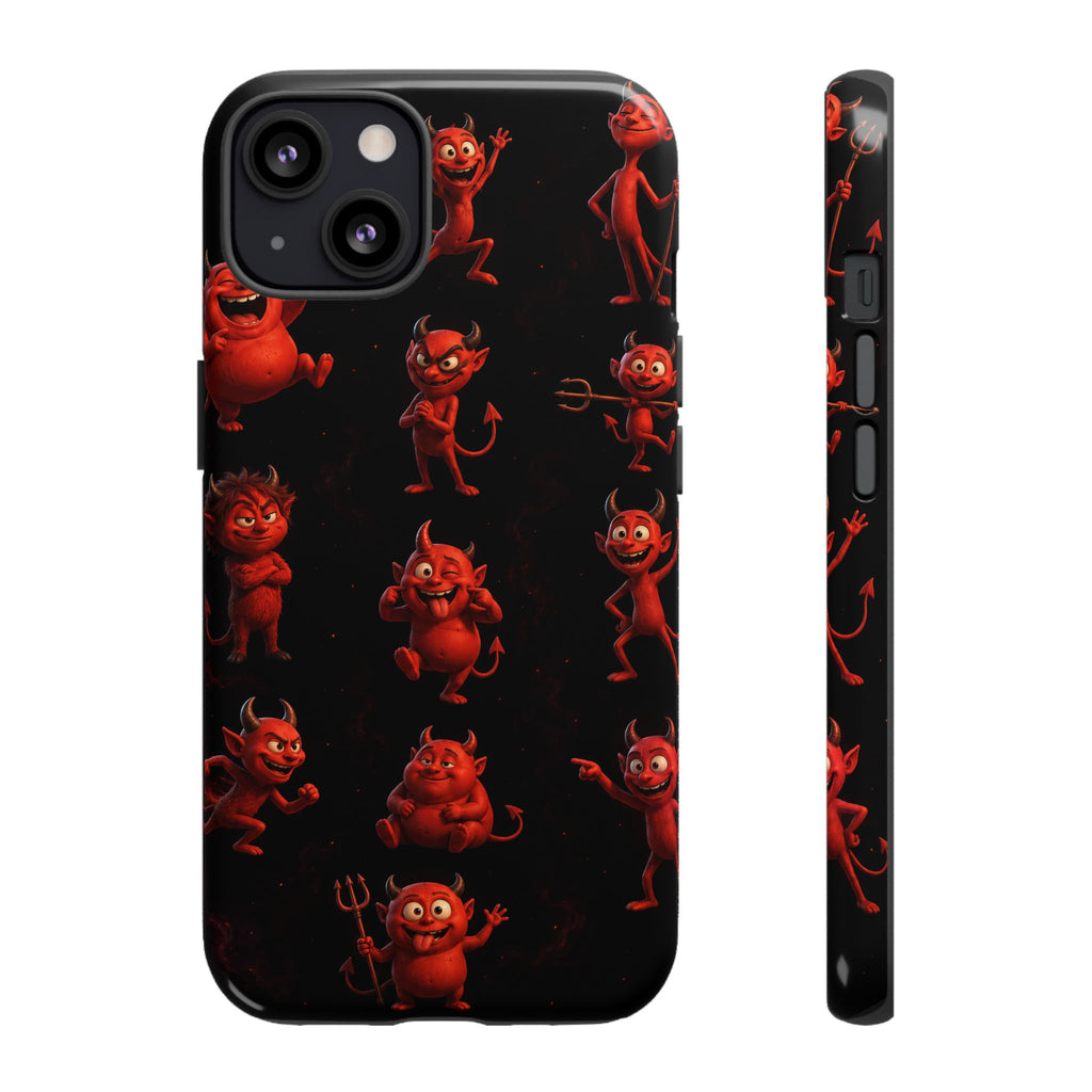 Devil Doodles Phone Case — Cute Red Demon Pattern Tough Case