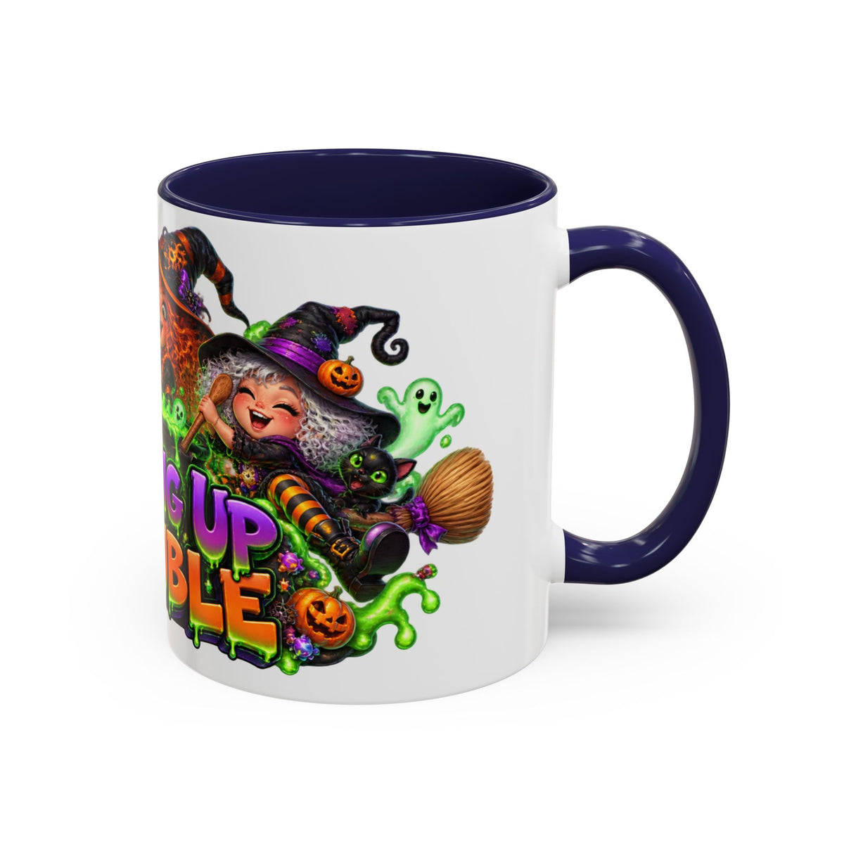 Brewing Up Trouble Witches Halloween White Mug