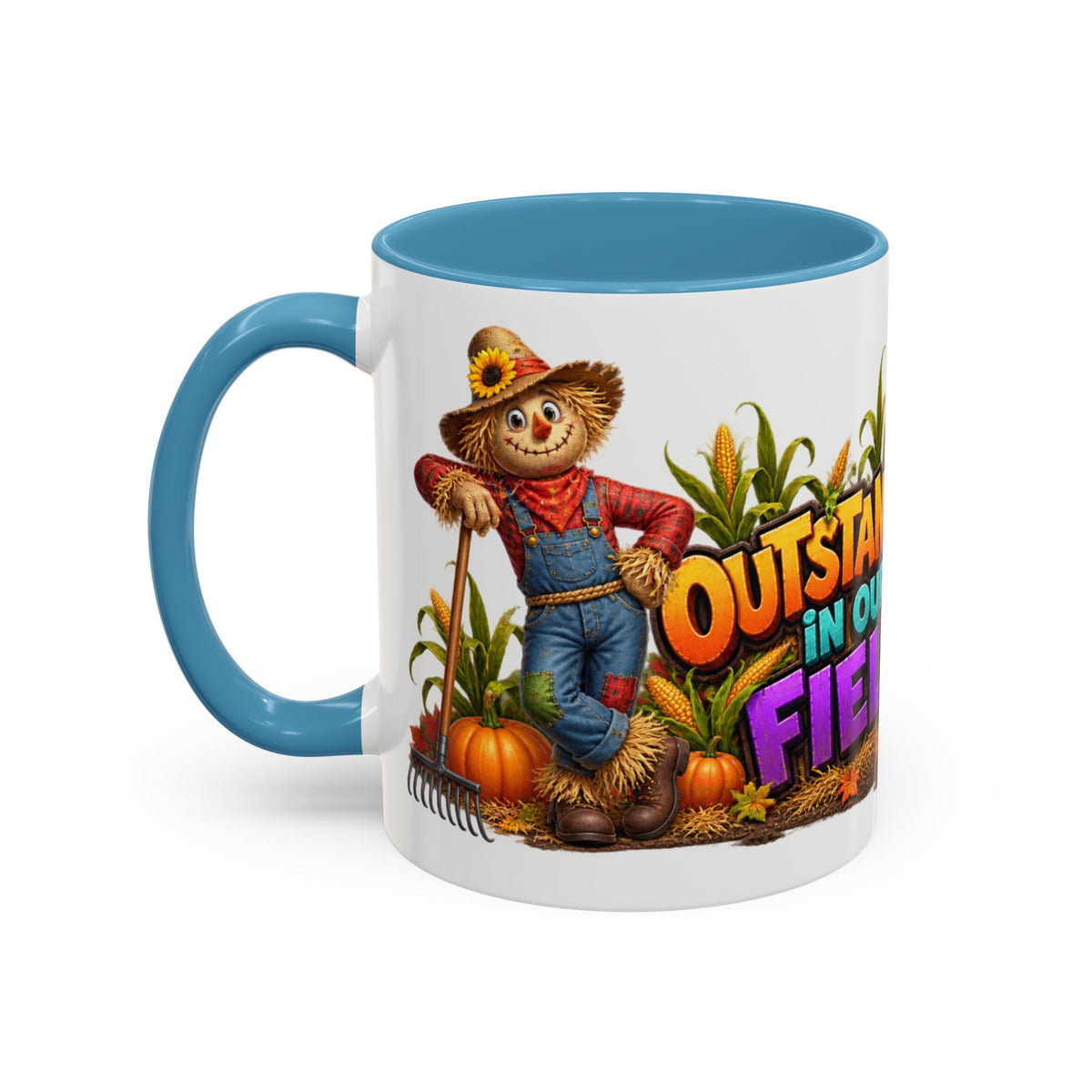 Outstanding in Our Field Funny Scarecrow Halloween White Mug