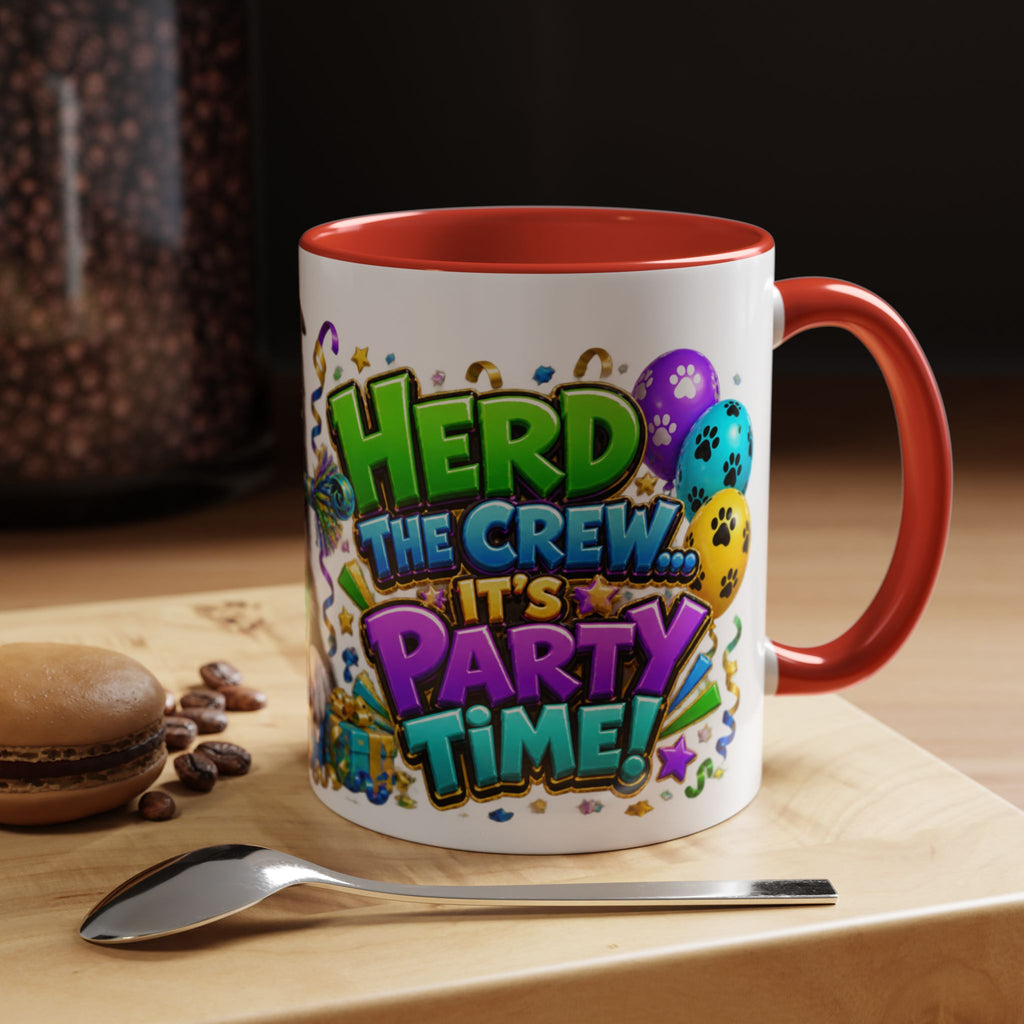 Herd the Crew Border Collie Birthday White Mug
