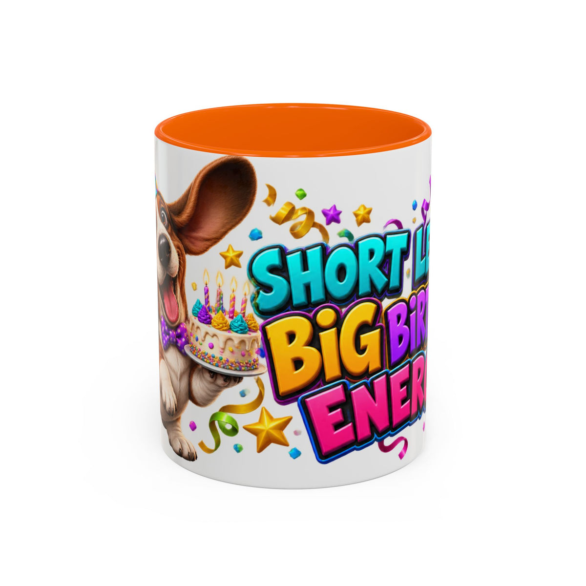 Short Legs Big Birthday Energy Basset Hound White Mug